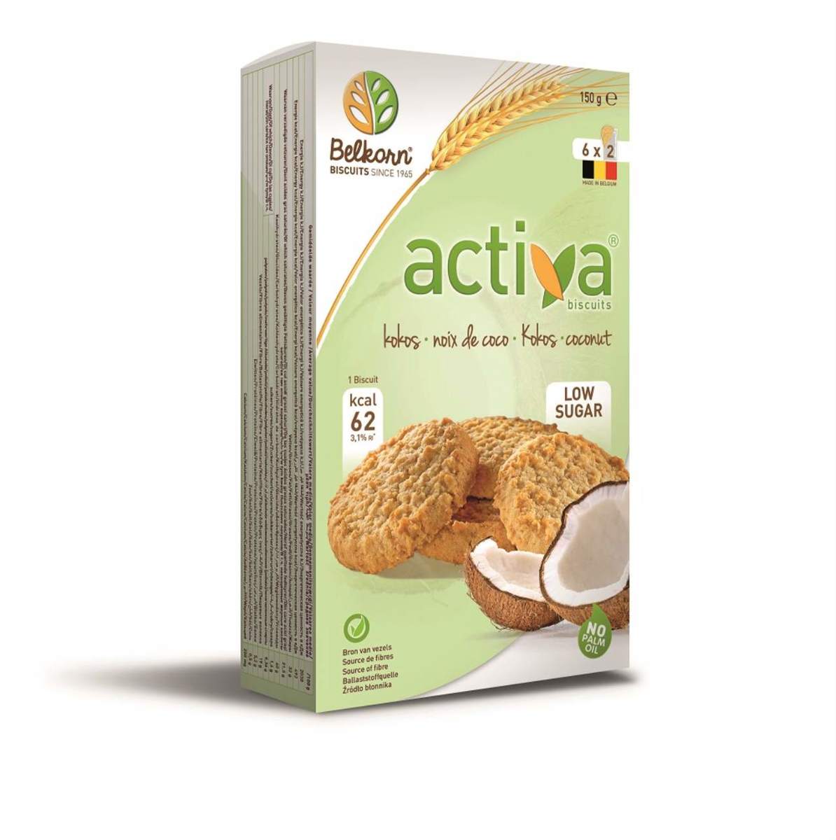 Belkorn - Activa biscuits à la noix de coco (pauvre en sucre) 6 x 2 pièces (150 g)