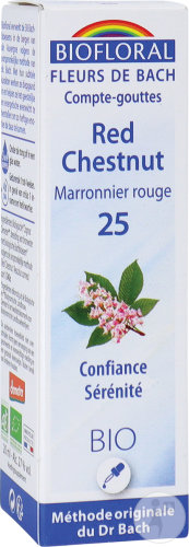 Biofloral Fleurs De Bach Compte-Gouttes 25 Marronnier Rouge Confiance Sérénité Bio Flacon 20ml