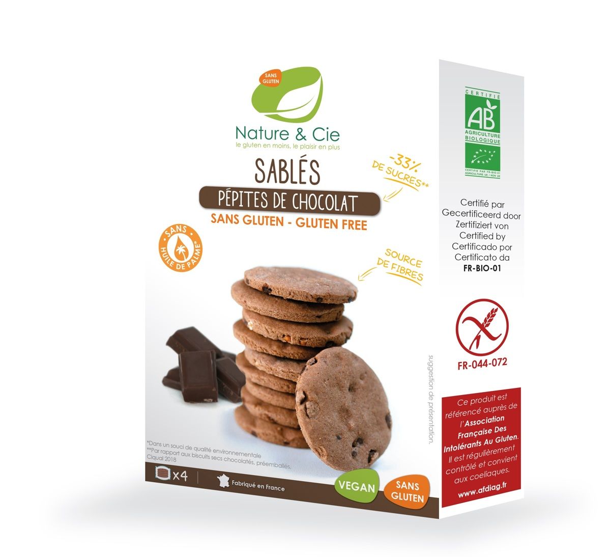 Nature & Cie - Sablés aux pépites de chocolat bio sans gluten (130g)