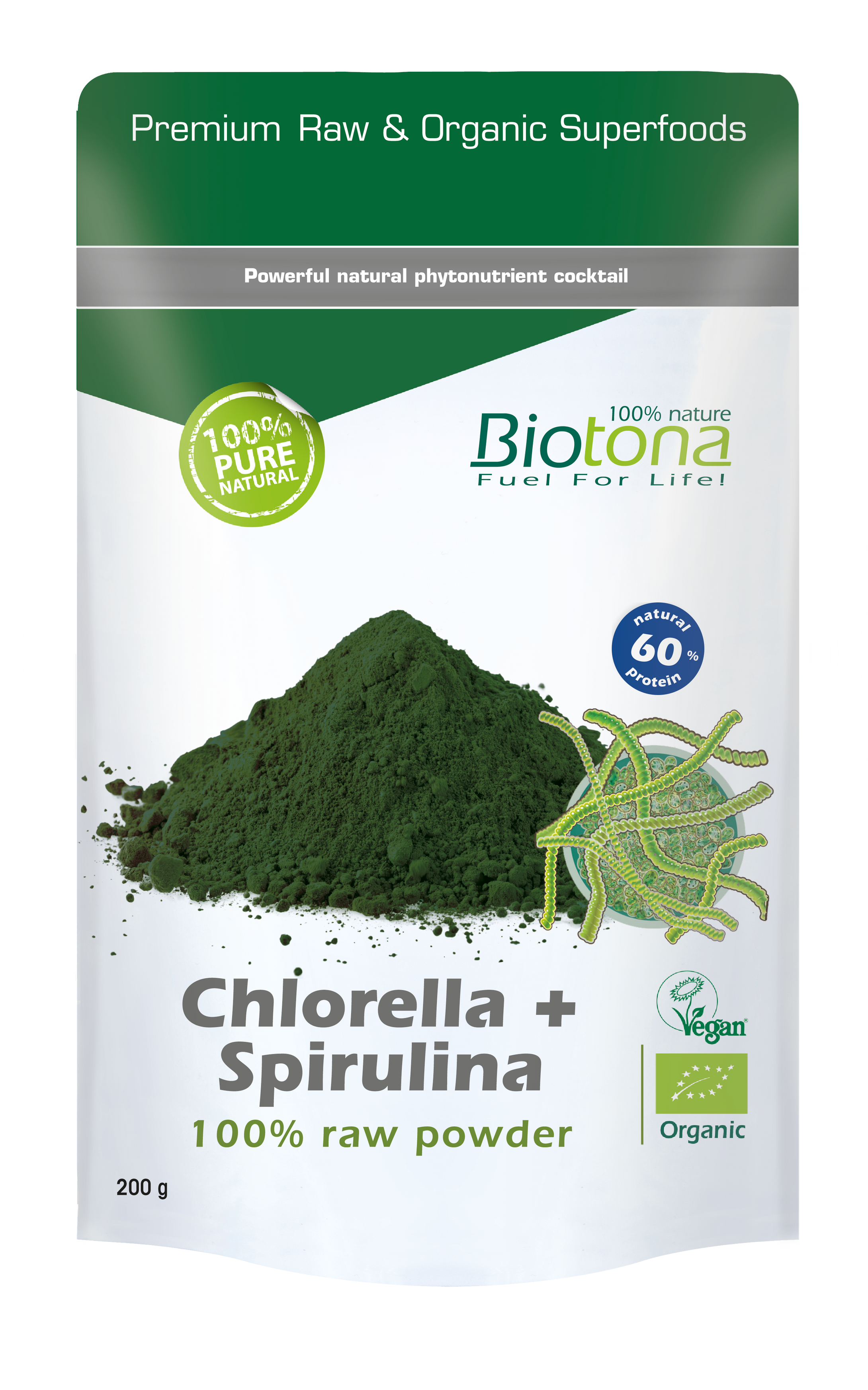 Biotona - Chlorella + Spirulina raw powder (200 g)
