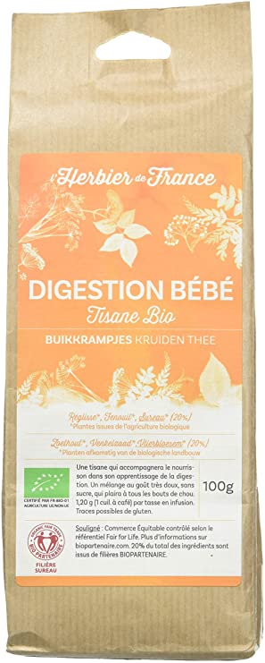 Tisane Vrac Bio - Herbier de France - Melange digestion bebe (100 gr)