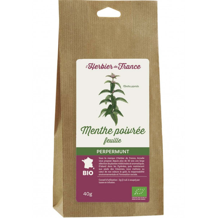 Tisane Vrac Bio - Herbier de France - Menthe poivree feuilles (40 gr)